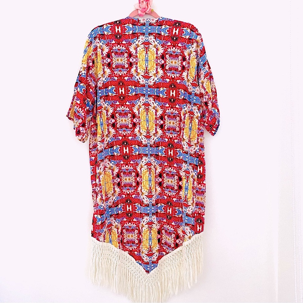 💕MINKPINK Multicolor Fringe Kimono SZ L